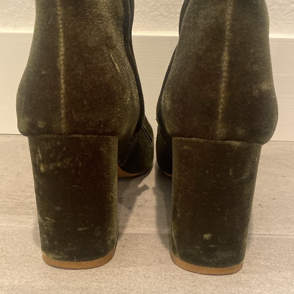 Jaggar Dark Green Velvet Ankle Boots - Picture 8 of 11